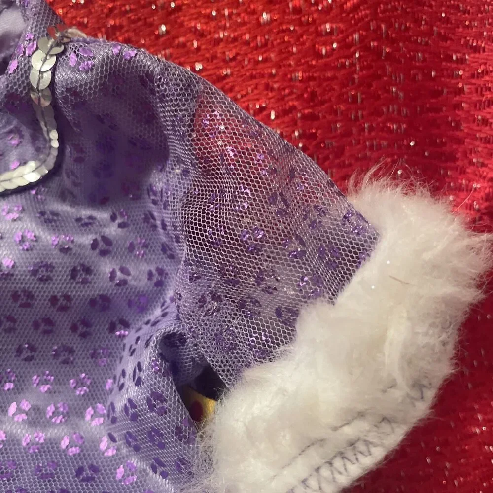 Build A Bear Outfit- Purple Dance/ Skate Dress Sequins & White Faux Fur Skates